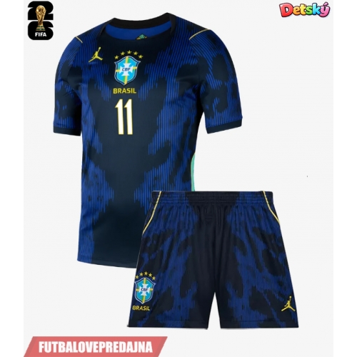 Lacne Dětský Futbalové dres Brazília Raphinha Belloli #11 MS 2026 Krátky Rukáv - Preč (+ trenírky)